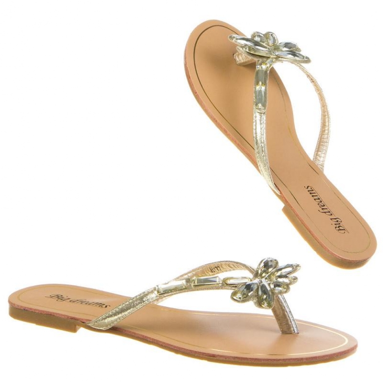 Teen slippers dames strass goud - Slippers sandalen - Mini-jurken.nl